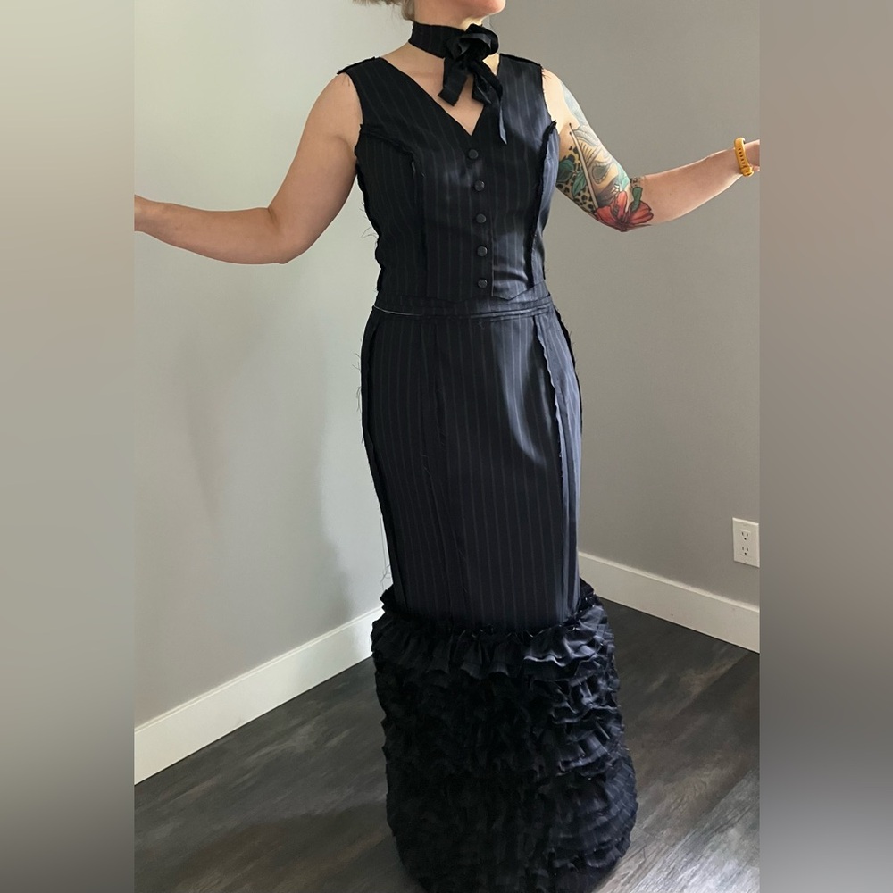 Vest and Matching Pencil Skirt with Ruffles